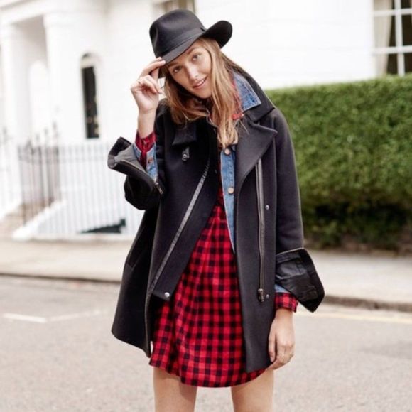 Madewell Dresses & Skirts - MADEWELL FLANNEL Latitude Shirtdress Buffalo Check Plaid Fall Autumn Dress Red